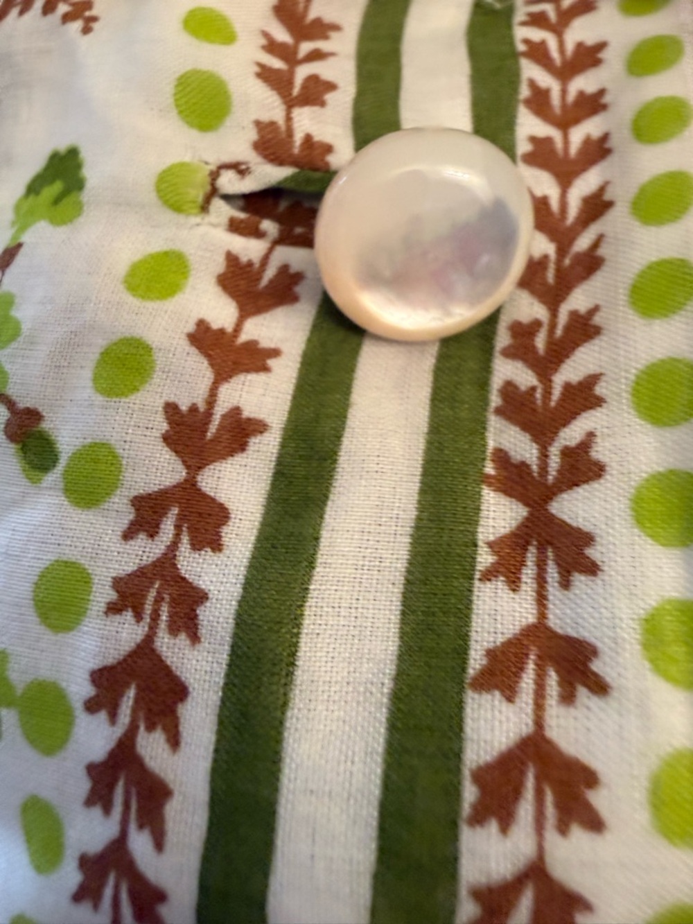 Vintage Flora Luxury Tile Shirtdress💯% Cotton Mother-of-Pearl Button Size: 8-10 - Picture 8 of 17